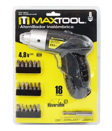 HC90305 - Atornillador Inalambrico Maxtool 396101 De 4.8V, 180RPM, 18 Puntas - MAXTOOL