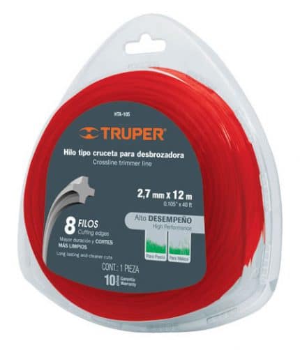 HC16133 - Hilo Redondo Para Desbrozadora Rojo De 2.7MM X 12MT Truper 17629 - TRUPER