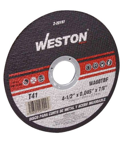 HC125015 - Disco De Corte 4-1/2″ Acero Inox 3/64X7/8″ (F41) Weston Z-20197 - WESTON