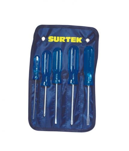 H017467 - Juego De 5 Destornilladores Azules Combinado Surtek D01P - SURTEK