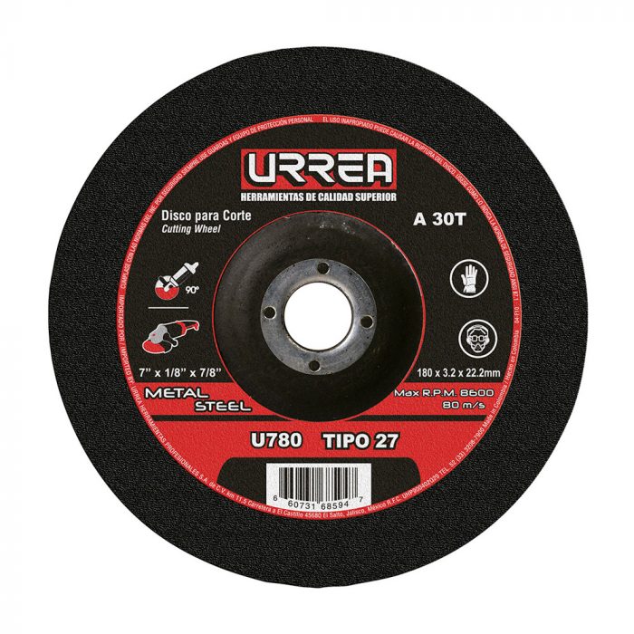 HC72198 - Disco Corte Metal T27 De 7 Urrea U780 Uso Extra Pesado - URREA