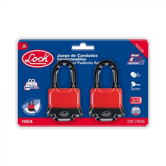 HC96421 - Jgo 2 Candado Imperm Cort 40MM Lock 18Ca - LOCK