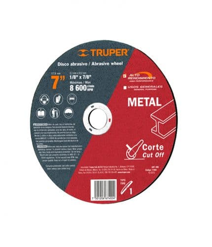 H051563 - Disco Corte De Metal De 7 Truper 11561 Alto Rendimiento - TRUPER