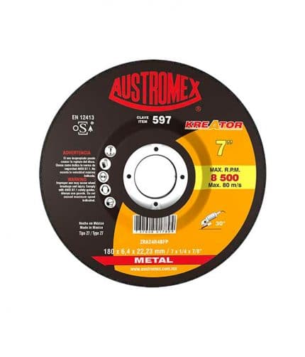 HC100128 - Disco Desbaste Metal T27 De 7 X 1/4 X 7/8 Austromex 597 - AUSTROMEX