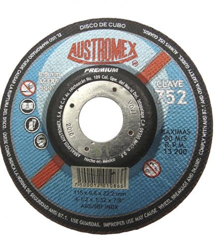 HC09520 - Disco De Corte Austromex 752 De 4-1/2 X 1/32 X 7/8 - AUSTROMEX