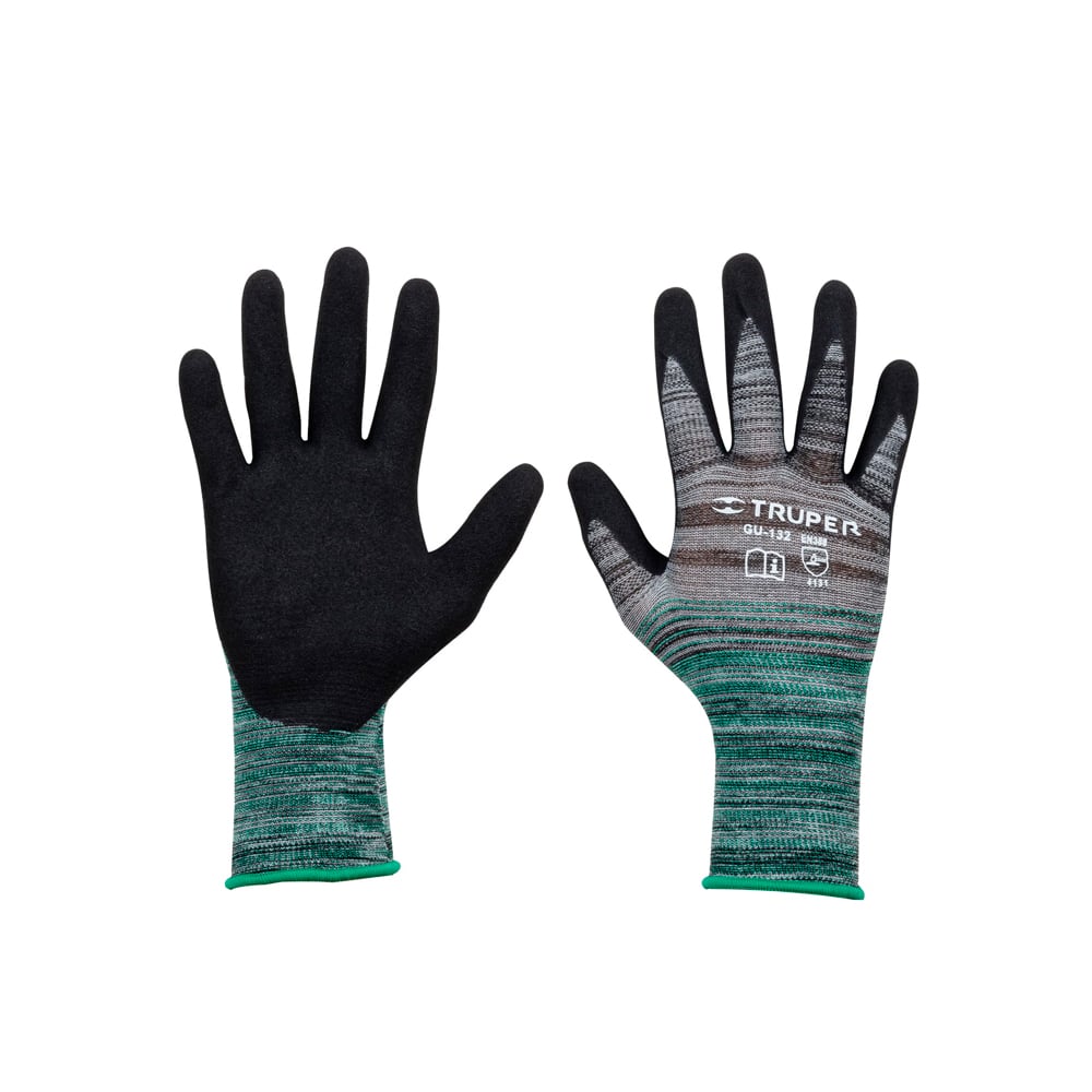 Guantes mecánico, alta visibilidad, palma poliuretano, verde, Guantes Para  Uso Automotriz, 13194