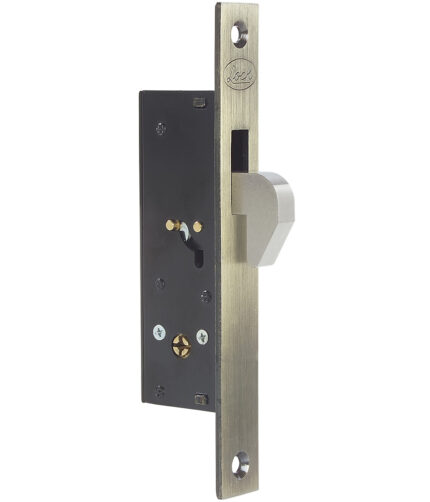 HC07162 - Cerrojo Para Embutir De Gancho Latón Antiguo Llave Tetra En Caja Lock L2101 - LOCK