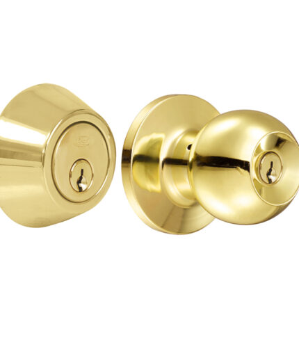 HC111689 - Combo De Pomo Tubulares De Bola Función Sencilla Latón Brillante Llave Estándar Blíster Lock 15CB - LOCK