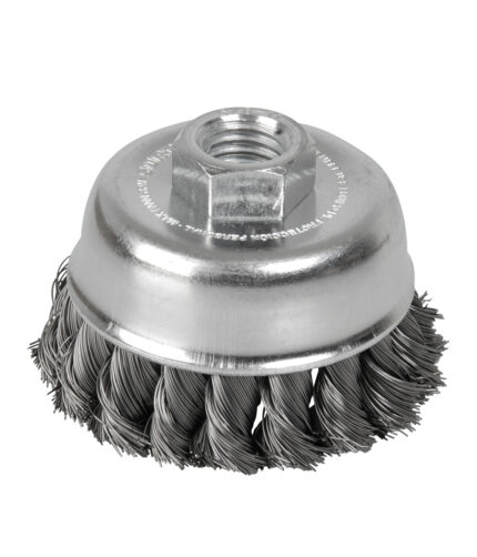 HC162620 - Carda Copa Trenzada Alambre Grueso Acero Inoxidable 4 X 0.50 Mm Con Rosca 5/8 Surtek C614 - SURTEK