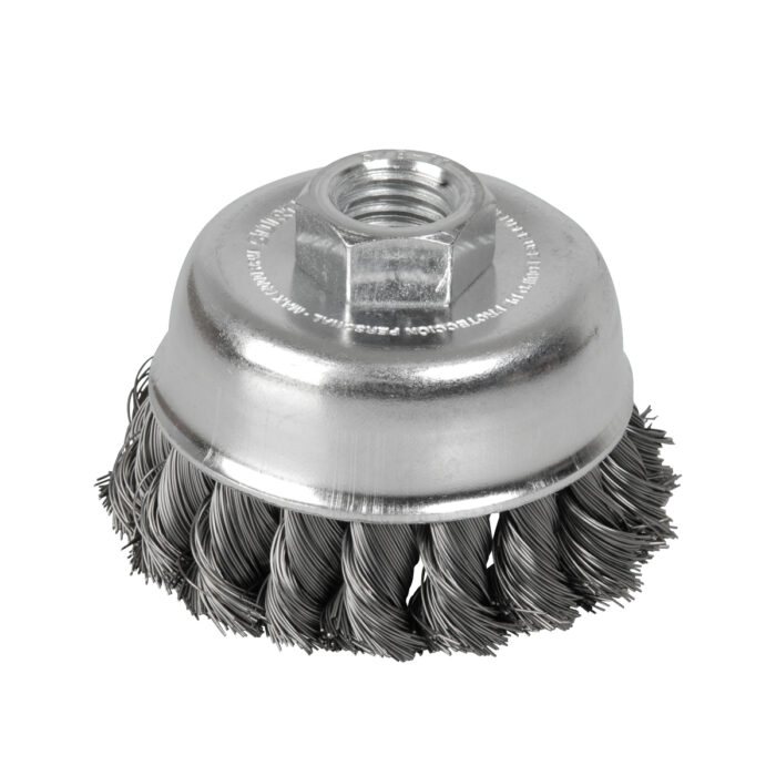 HC162620 - Carda Copa Trenzada Alambre Grueso Acero Inoxidable 4 X 0.50 Mm Con Rosca 5/8 Surtek C614 - SURTEK