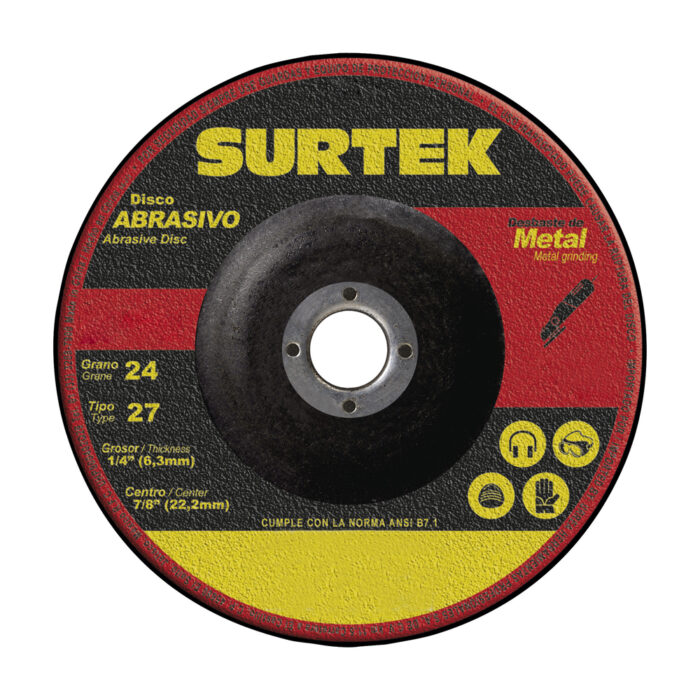 H017201 - Disco Abrasivo Tipo 27 Para Metal 9 X 1/4 Surtek 123322 - SURTEK