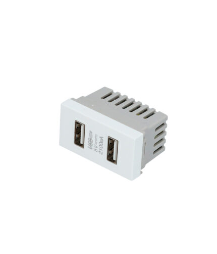 HC128551 - Módulo Usb Doble 1/3 Línea Premium Color Blanco Surtek P617B - SURTEK