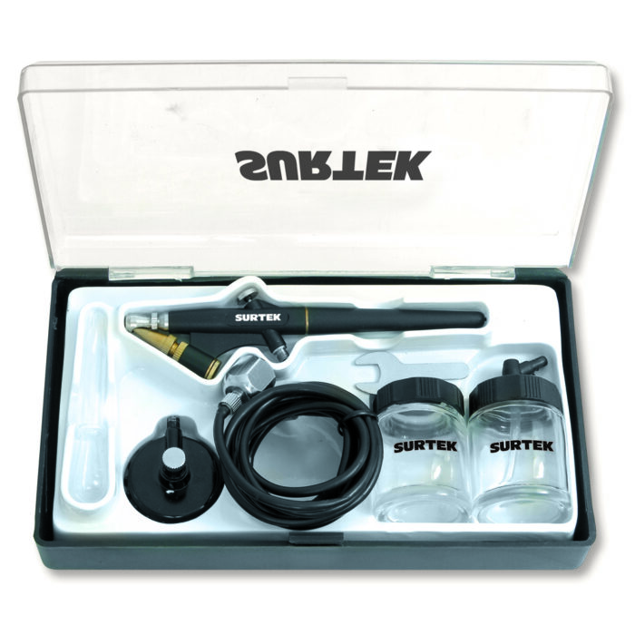 HC136721 - Juego De Aerógrafo Por Succión Capacidad 20 Ml 35 Psi 7 Piezas Surtek PA2 - SURTEK