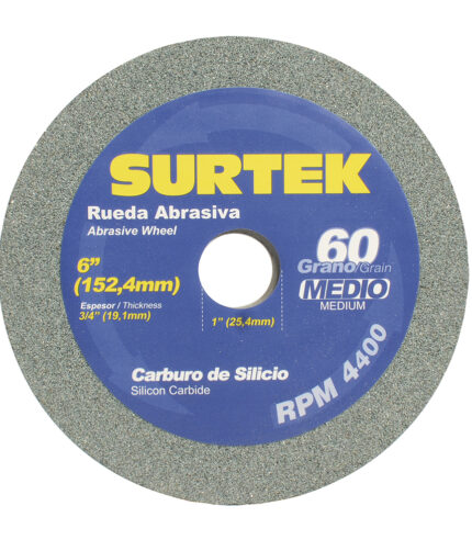 HC50470 - Rueda Abrasiva De Carburo De Silicio Grano 60 6 X 3/4 Surtek 128030 - SURTEK