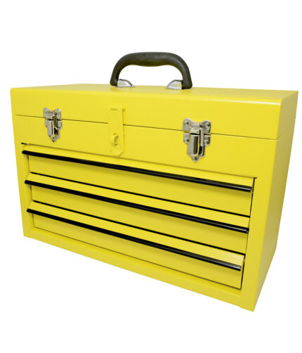 HC51153 - Caja Portaherramientas Metálica Color Amarillo Con 3 Gavetas 11 X 18 X 9 Surtek 125111 - SURTEK