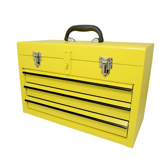 HC51153 - Caja Portaherramientas Metálica Color Amarillo Con 3 Gavetas 11 X 18 X 9 Surtek 125111 - SURTEK