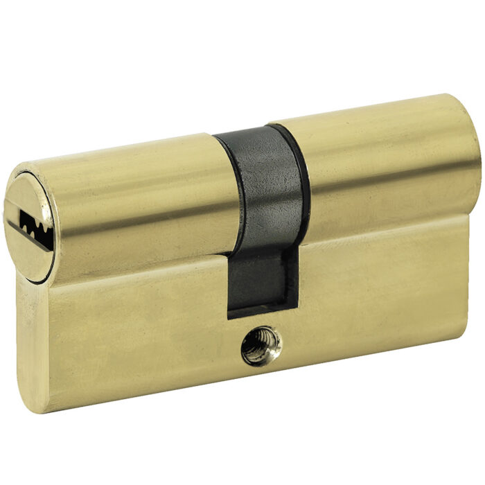 HC59341 - Cilindro Europeo 60 Mm Función Doble Latón Brillante Llave De Puntos En Caja Lock LC60QLB - LOCK