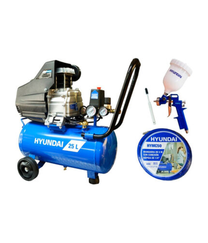HC153411 - Kit Compresor 2.5Hp 25L + Manguera + Pistola Hyundai HYAC25K - HYUNDAI