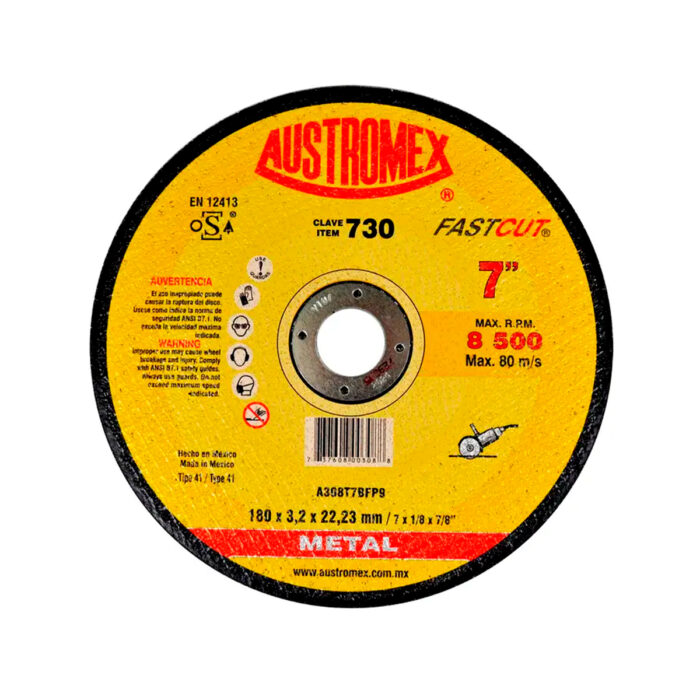 HC00028 - Disco Abrasivo Para Corte De Acero Y Fundición 7X1/8X7/8 Austromex 730 - AUSTROMEX