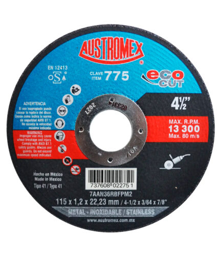 HC157656 - Disco de Corte 4-1/2X1.2 Acero Inoxidable Austromex 755 - AUSTROMEX