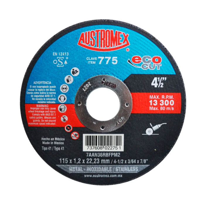 HC157656 - Disco de Corte 4-1/2X1.2 Acero Inoxidable Austromex 755 - AUSTROMEX