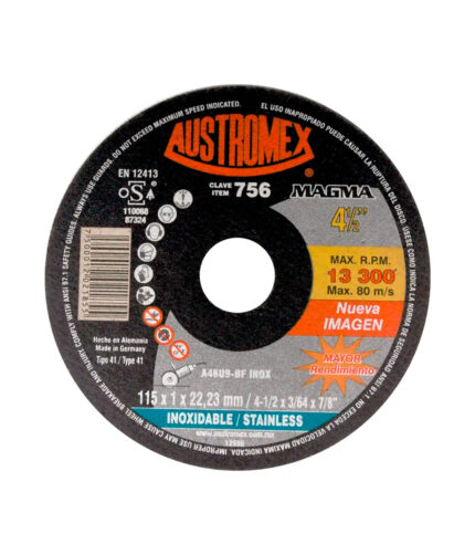 HC26659 - Disco de Corte Acero Inoxidable 4-1/2X3/64X7/8 Austromex 756 - AUSTROMEX