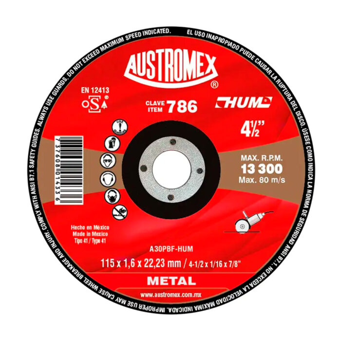HC26662 - Disco Abrasivo Para Porte de Metal 4-1/2 Austromex 786 - AUSTROMEX