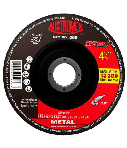 HC68082 - Disco Abrasivo Para Desbaste De Metal  4-1/2X1/4X7/8 Austromex 560 - AUSTROMEX