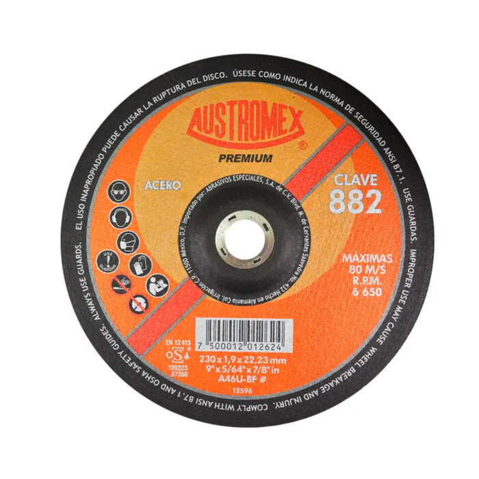 HC78478 - Disco Abrasivo Para Corte De Acero Al Carbón 9 X 5/64 X 7/8 Austromex 882 - AUSTROMEX