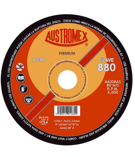 HC78687 - Disco Abrasivo Para Corte De Acero 9 X 5/64 X 7/8 Austromex 880 - AUSTROMEX